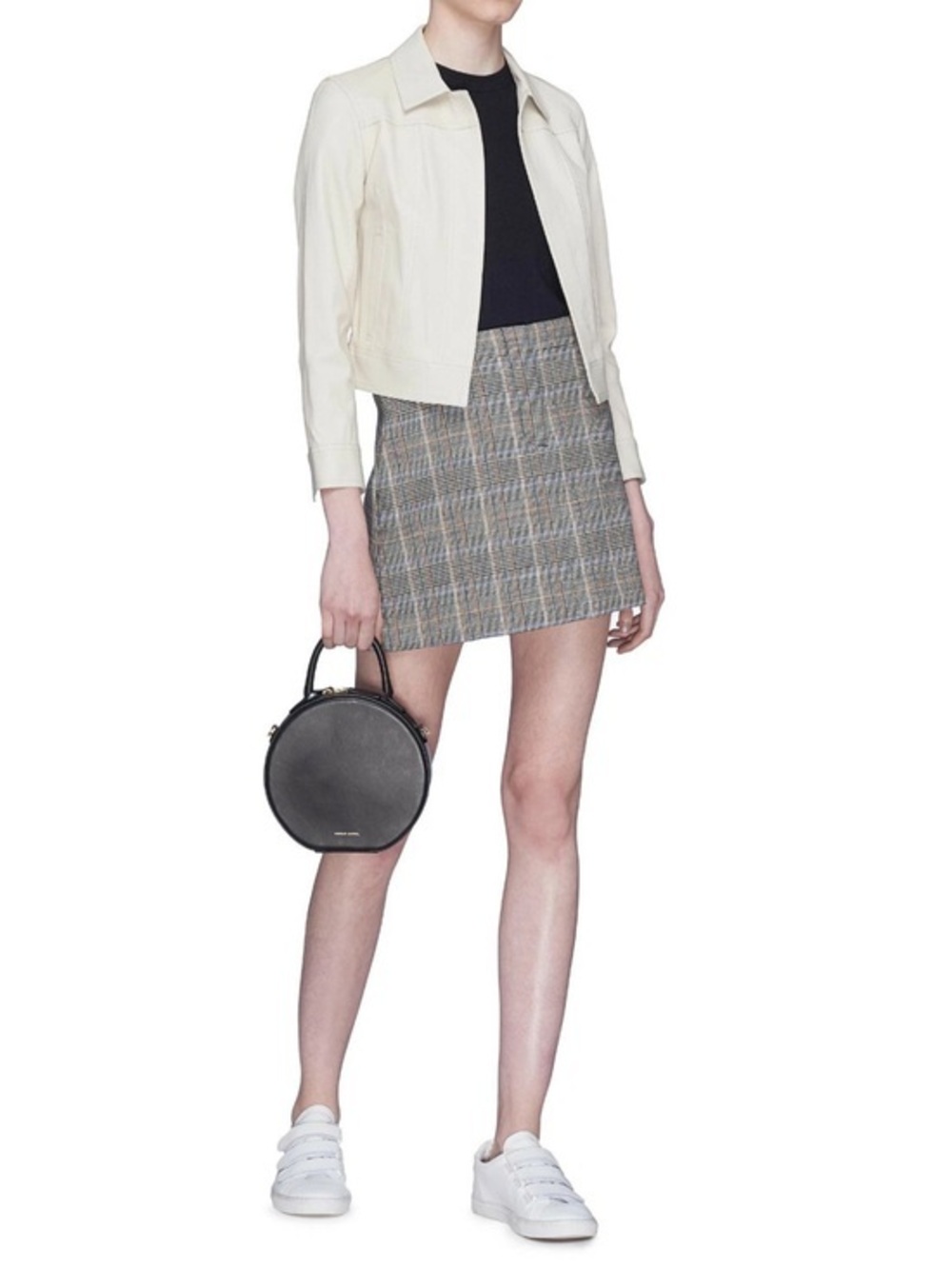 Theory Houndstooth Plaid Virgin Wool Blend Mini Skirt